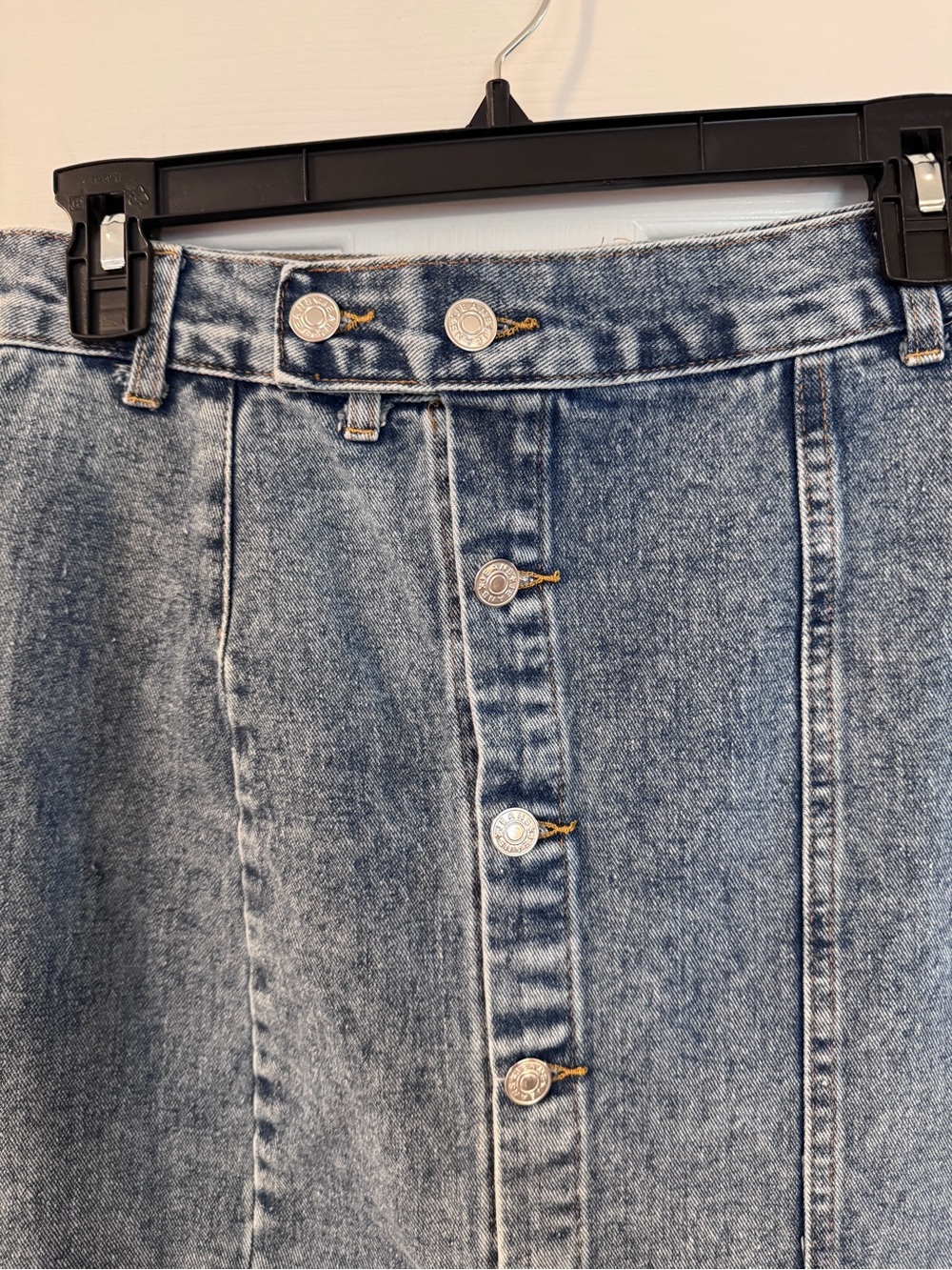 Vestique Lexi Denim Midi Skirt S Button Front High Rise Slit Medium Wash Y2K - Picture 6 of 11